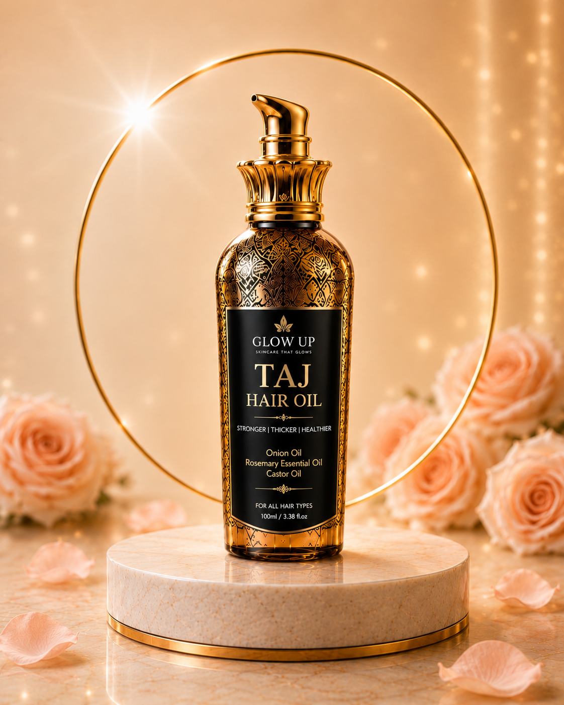 Glow Up Taj Hair Oil | Stronger, Thicker & Healthier-Looking Hair | 100ml